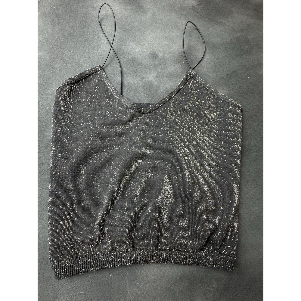 Intimately Free People Black Gold Metallic Sparkle‎ Brami Cami Tank Top M/L